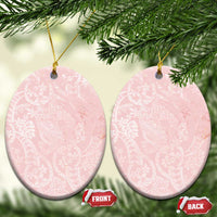 Polynesian Tiare Monstera Soft Pink Ceramic Ornament Liquid Style - Polynesian Pride