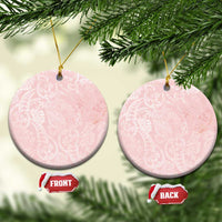Polynesian Tiare Monstera Soft Pink Ceramic Ornament Liquid Style - Polynesian Pride
