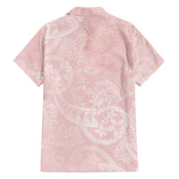 Polynesian Tiare Monstera Soft Pink Family Matching Long Sleeve Bodycon Dress and Hawaiian Shirt Liquid Style - Polynesian Pride