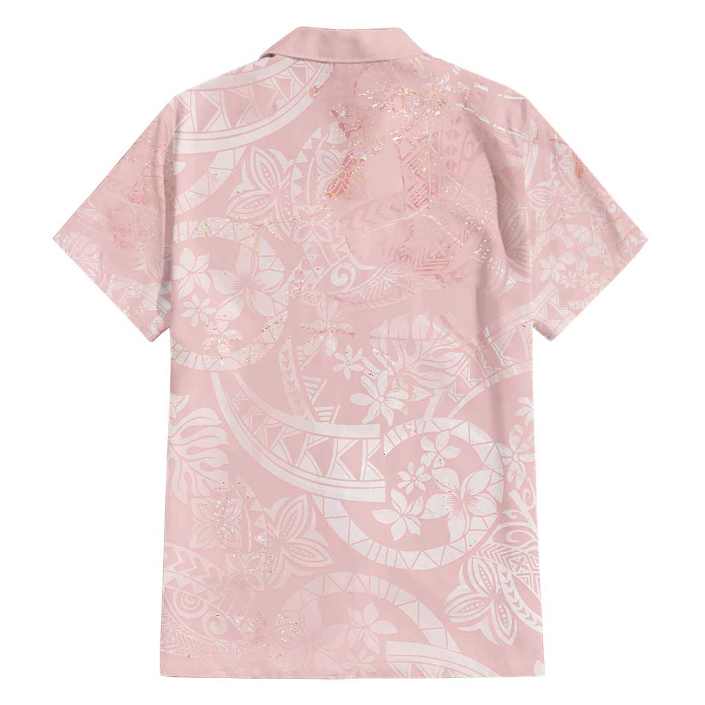 Polynesian Tiare Monstera Soft Pink Family Matching Puletasi and Hawaiian Shirt Liquid Style - Polynesian Pride