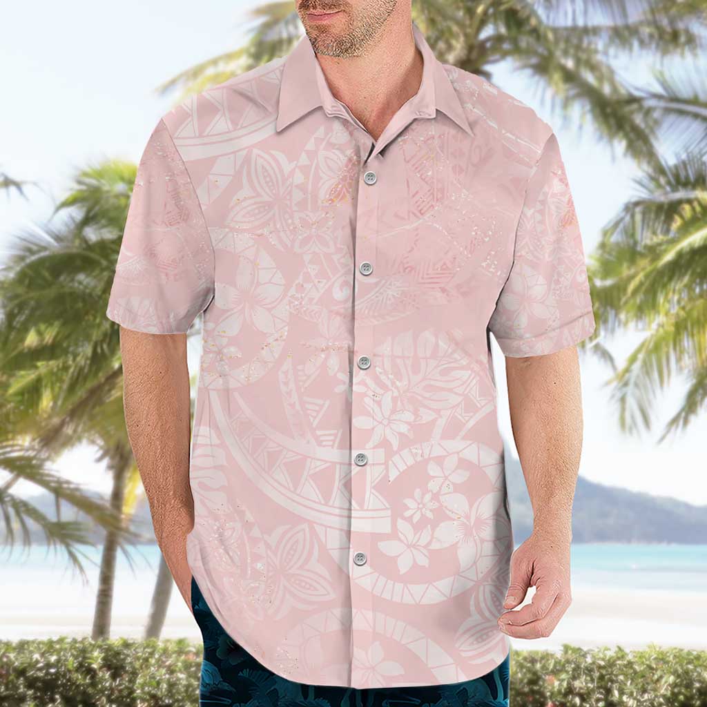 Polynesian Tiare Monstera Soft Pink Hawaiian Shirt Liquid Style - Polynesian Pride