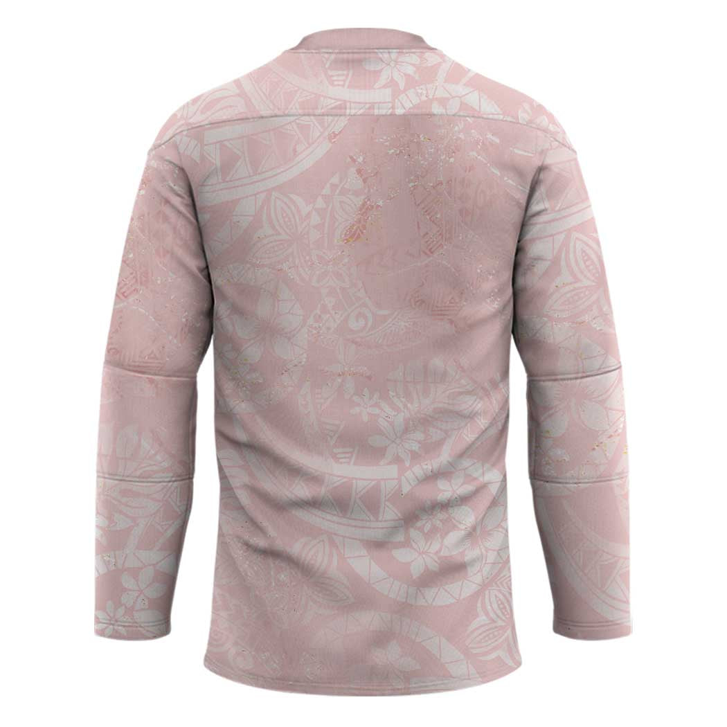 Polynesian Tiare Monstera Soft Pink Hockey Jersey Liquid Style - Polynesian Pride