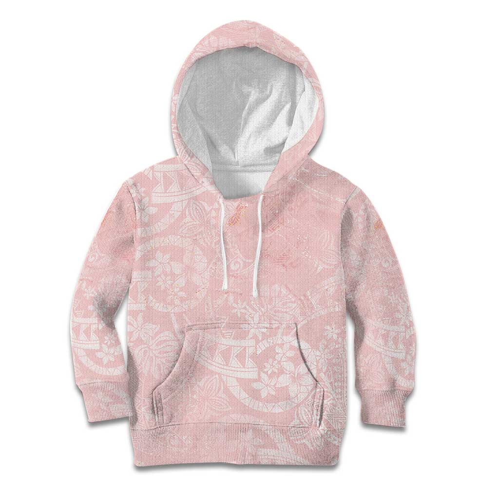 Polynesian Tiare Monstera Soft Pink Kid Hoodie Liquid Style - Polynesian Pride