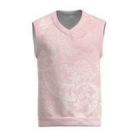 Polynesian Tiare Monstera Soft Pink Christmas Knitted V-Neck Vest Liquid Style - Polynesian Pride
