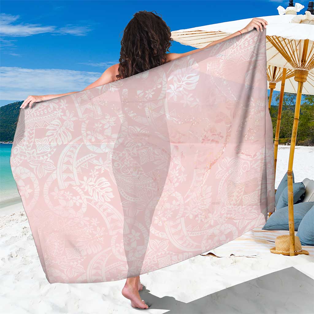 Polynesian Tiare Monstera Soft Pink Sarong Liquid Style - Polynesian Pride