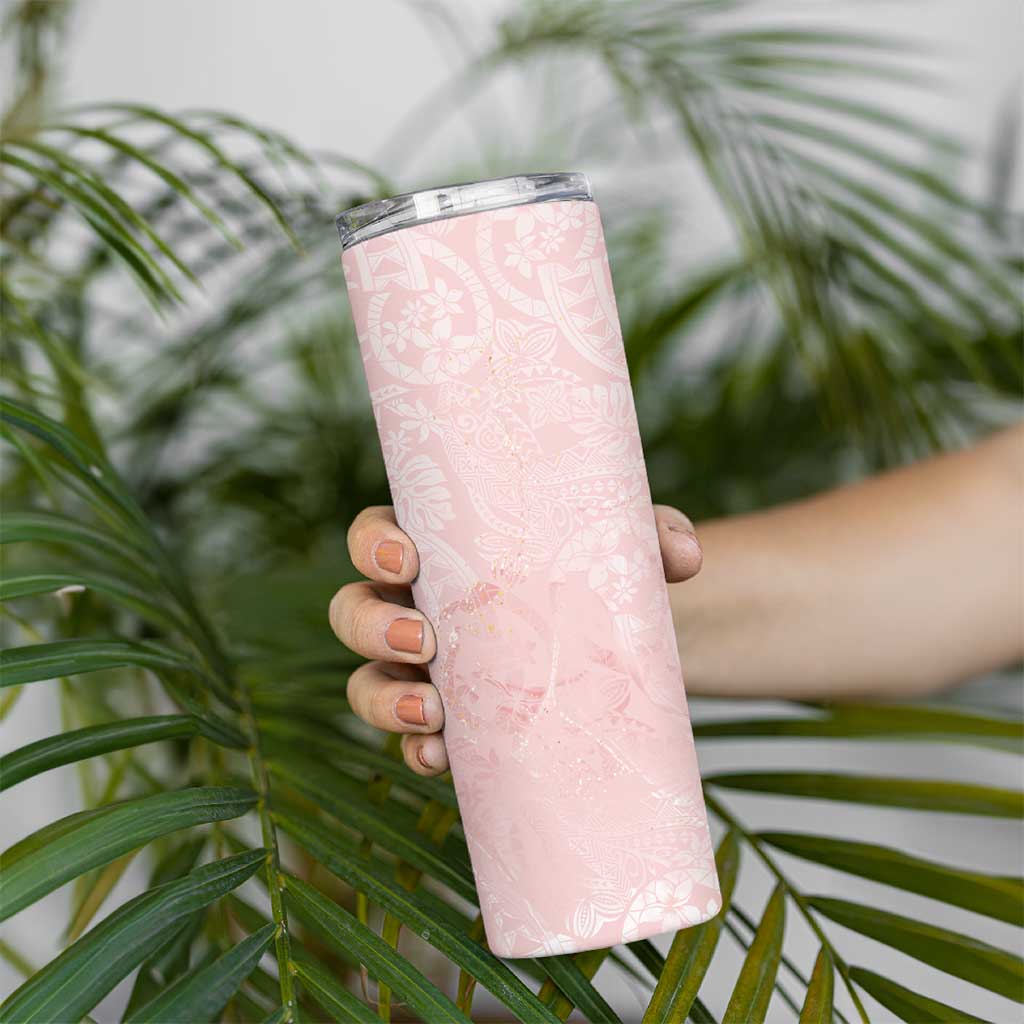 Polynesian Tiare Monstera Soft Pink Skinny Tumbler Liquid Style - Polynesian Pride