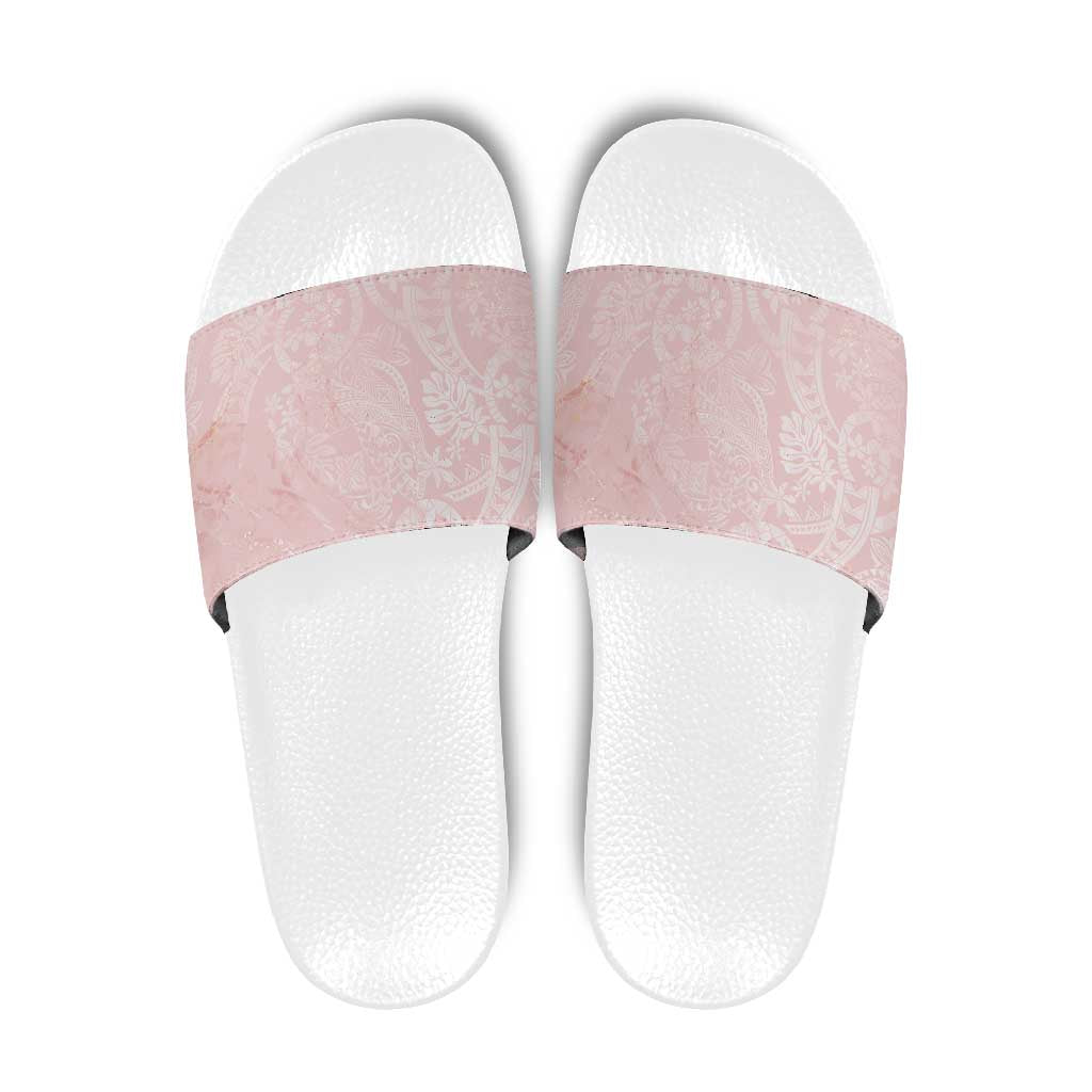 Polynesian Tiare Monstera Soft Pink Slide Sandals Liquid Style - Polynesian Pride
