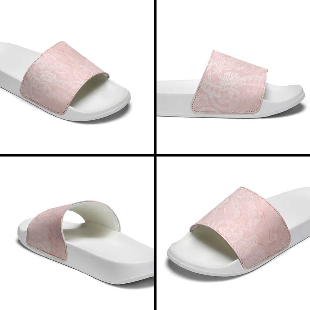 Polynesian Tiare Monstera Soft Pink Slide Sandals Liquid Style - Polynesian Pride