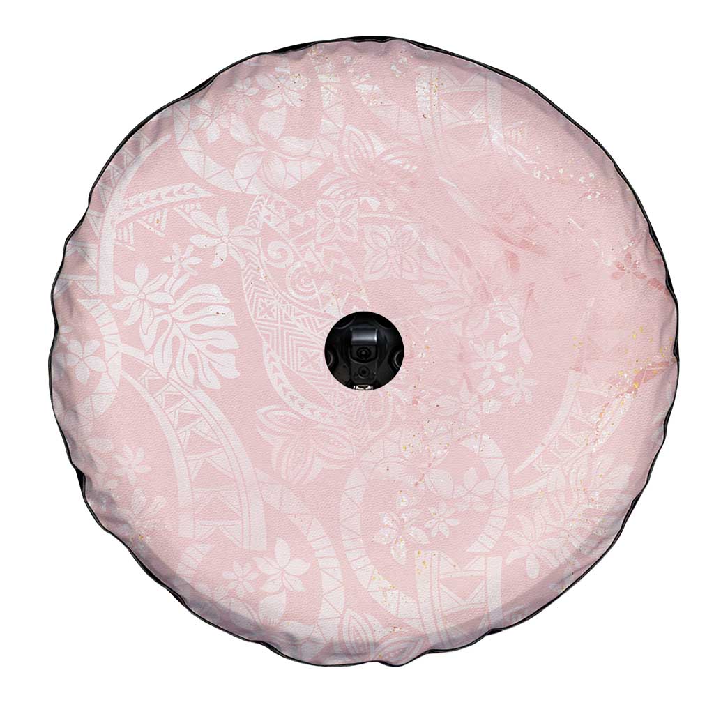 Polynesian Tiare Monstera Soft Pink Spare Tire Cover Liquid Style - Polynesian Pride