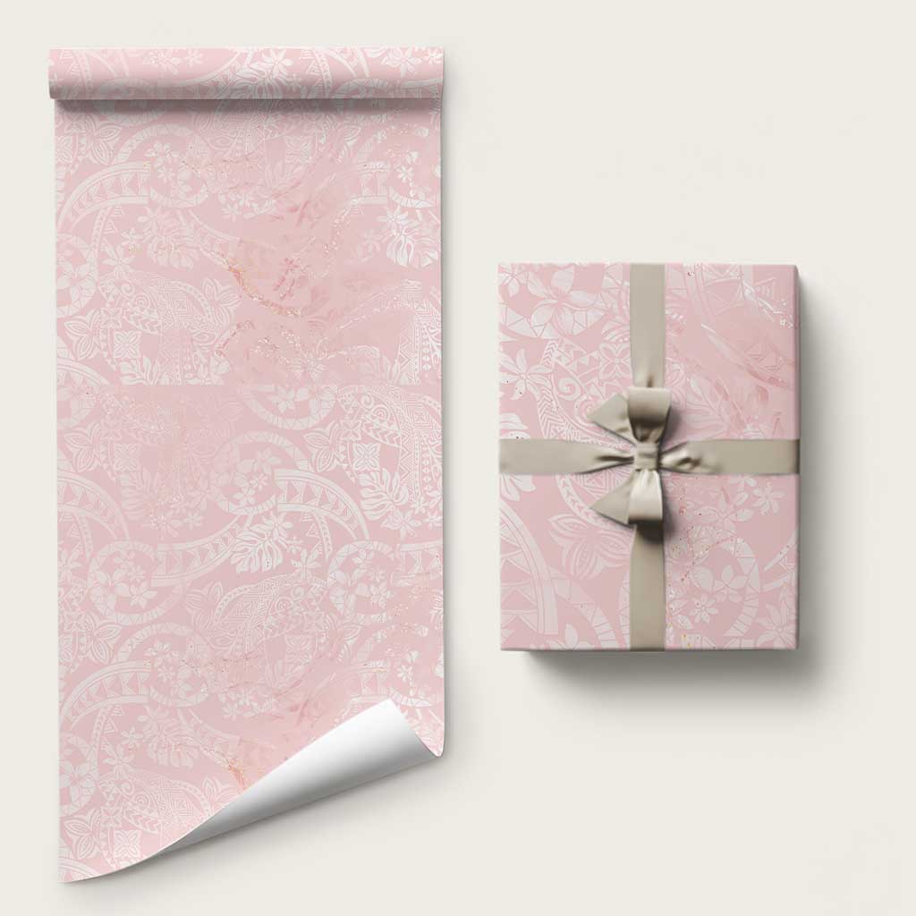 Polynesian Tiare Monstera Soft Pink Wrapping Paper Liquid Style - Polynesian Pride