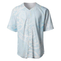 Polynesian Tiare Monstera Baby Blue Baseball Jersey Liquid Style - Polynesian Pride