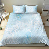 Polynesian Tiare Monstera Baby Blue Bedding Set Liquid Style - Polynesian Pride