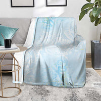 Polynesian Tiare Monstera Baby Blue Blanket Liquid Style - Polynesian Pride