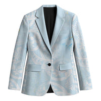 Polynesian Tiare Monstera Baby Blue Blazer Liquid Style - Polynesian Pride