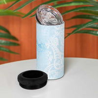 Polynesian Tiare Monstera Baby Blue 4 in 1 Can Cooler Tumbler Liquid Style - Polynesian Pride