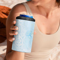 Polynesian Tiare Monstera Baby Blue 4 in 1 Can Cooler Tumbler Liquid Style - Polynesian Pride