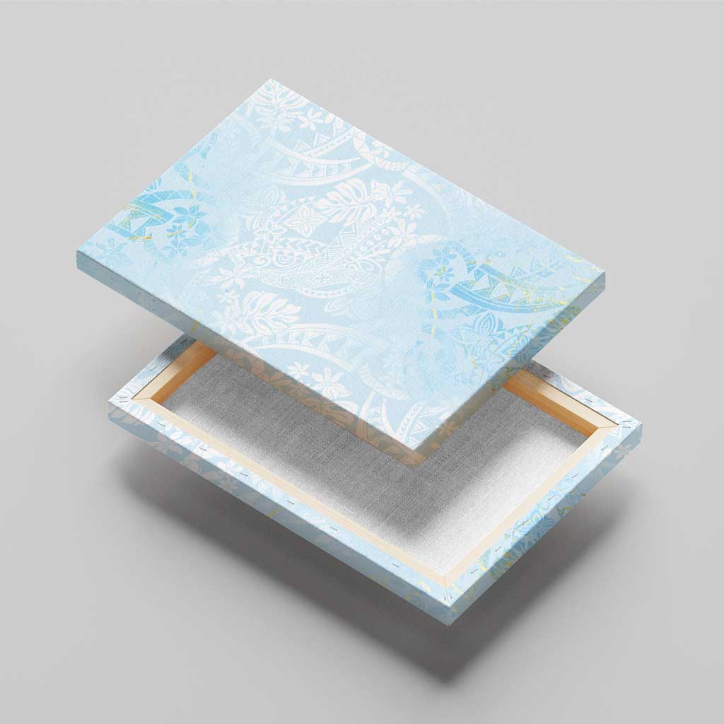 Polynesian Tiare Monstera Baby Blue Canvas Wall Art Liquid Style - Polynesian Pride