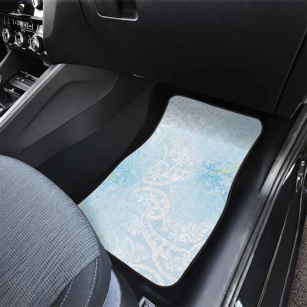 Polynesian Tiare Monstera Baby Blue Car Mats Liquid Style - Polynesian Pride