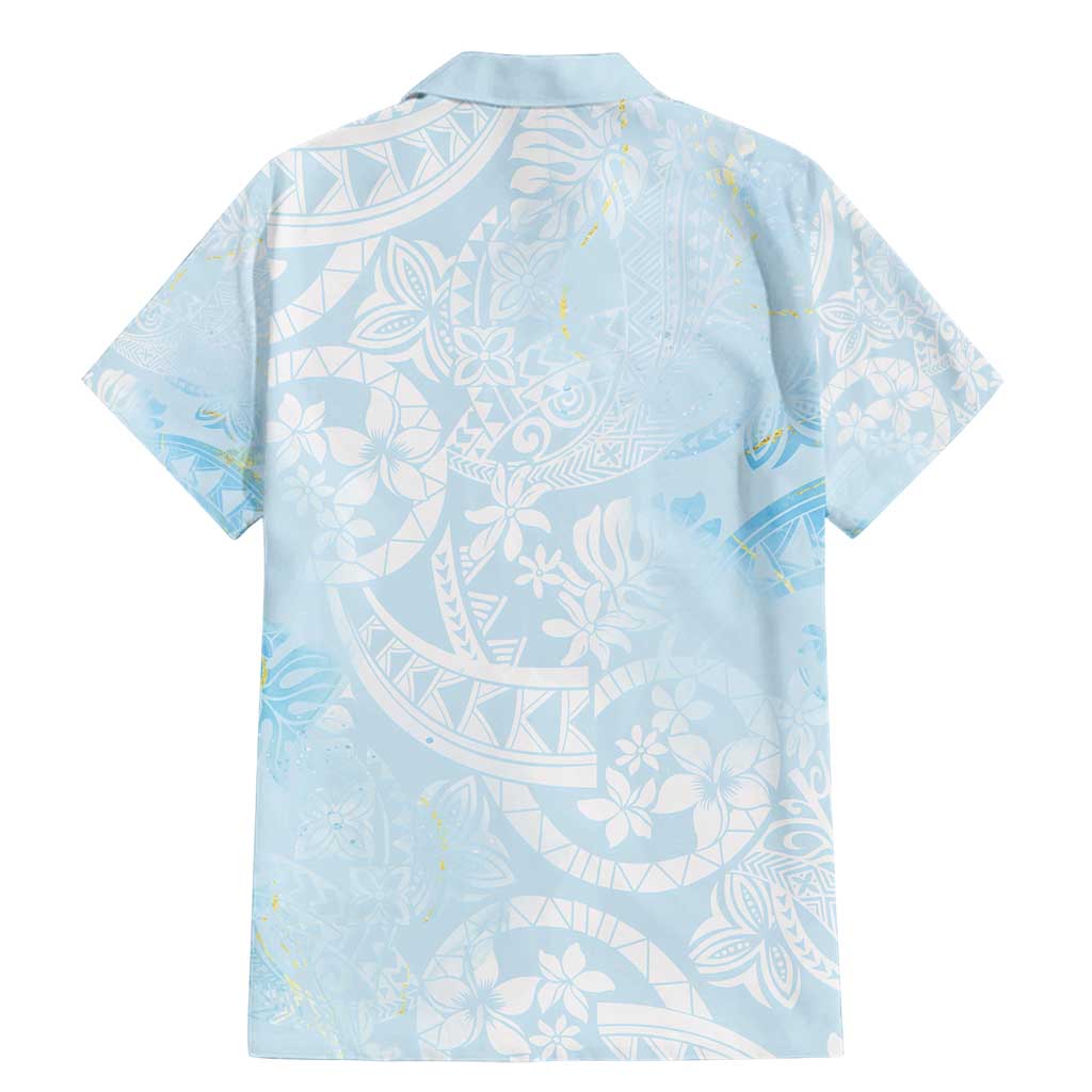 Polynesian Tiare Monstera Baby Blue Family Matching Mermaid Dress and Hawaiian Shirt Liquid Style - Polynesian Pride