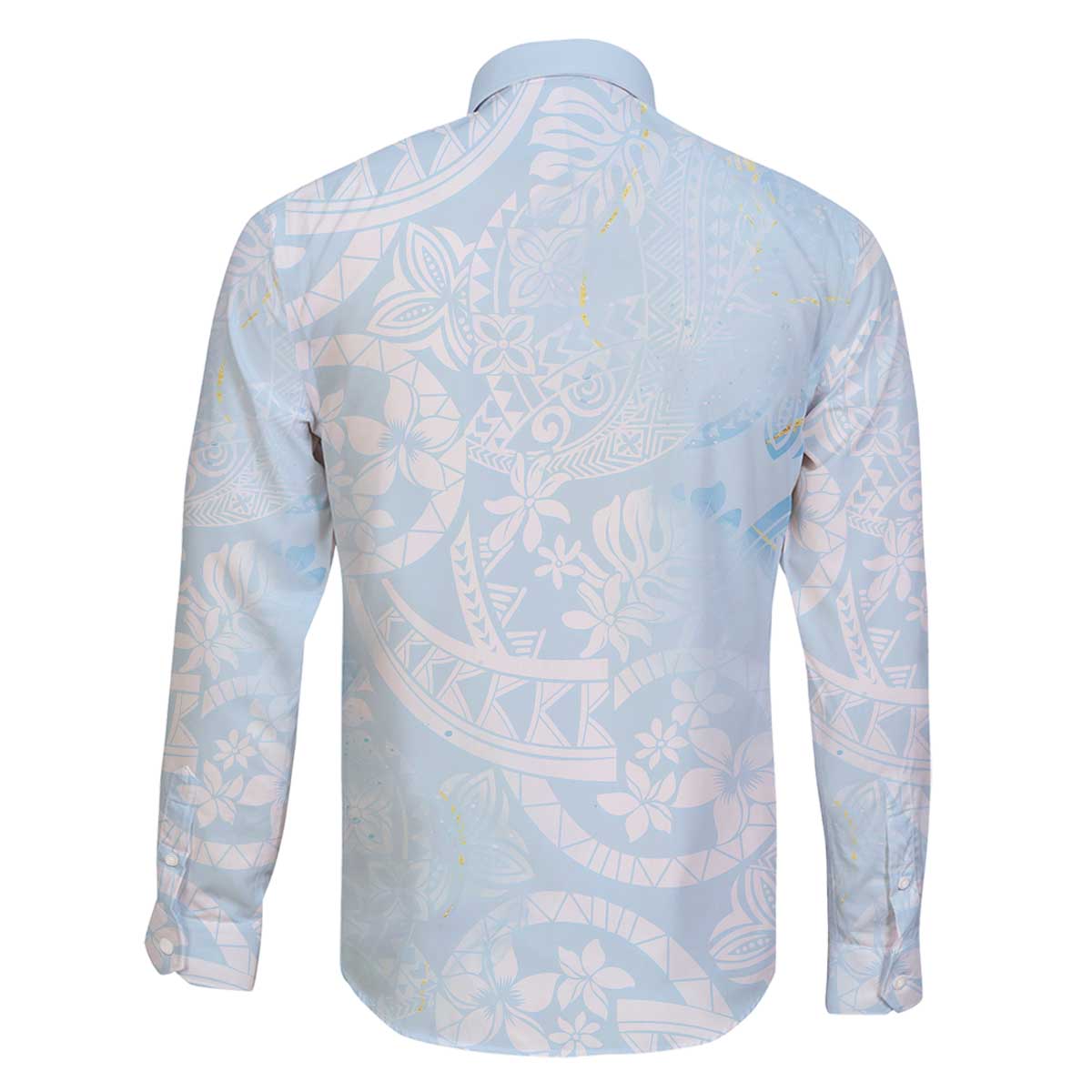 Polynesian Tiare Monstera Baby Blue Family Matching Off The Shoulder Long Sleeve Dress and Hawaiian Shirt Liquid Style - Polynesian Pride