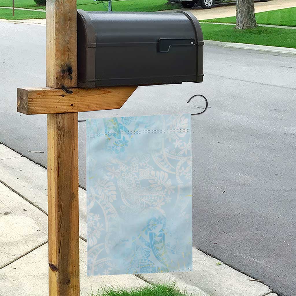 Polynesian Tiare Monstera Baby Blue Garden Flag Liquid Style - Polynesian Pride