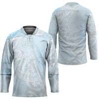 Polynesian Tiare Monstera Baby Blue Hockey Jersey Liquid Style - Polynesian Pride