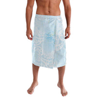 Polynesian Tiare Monstera Baby Blue Lavalava Liquid Style - Polynesian Pride