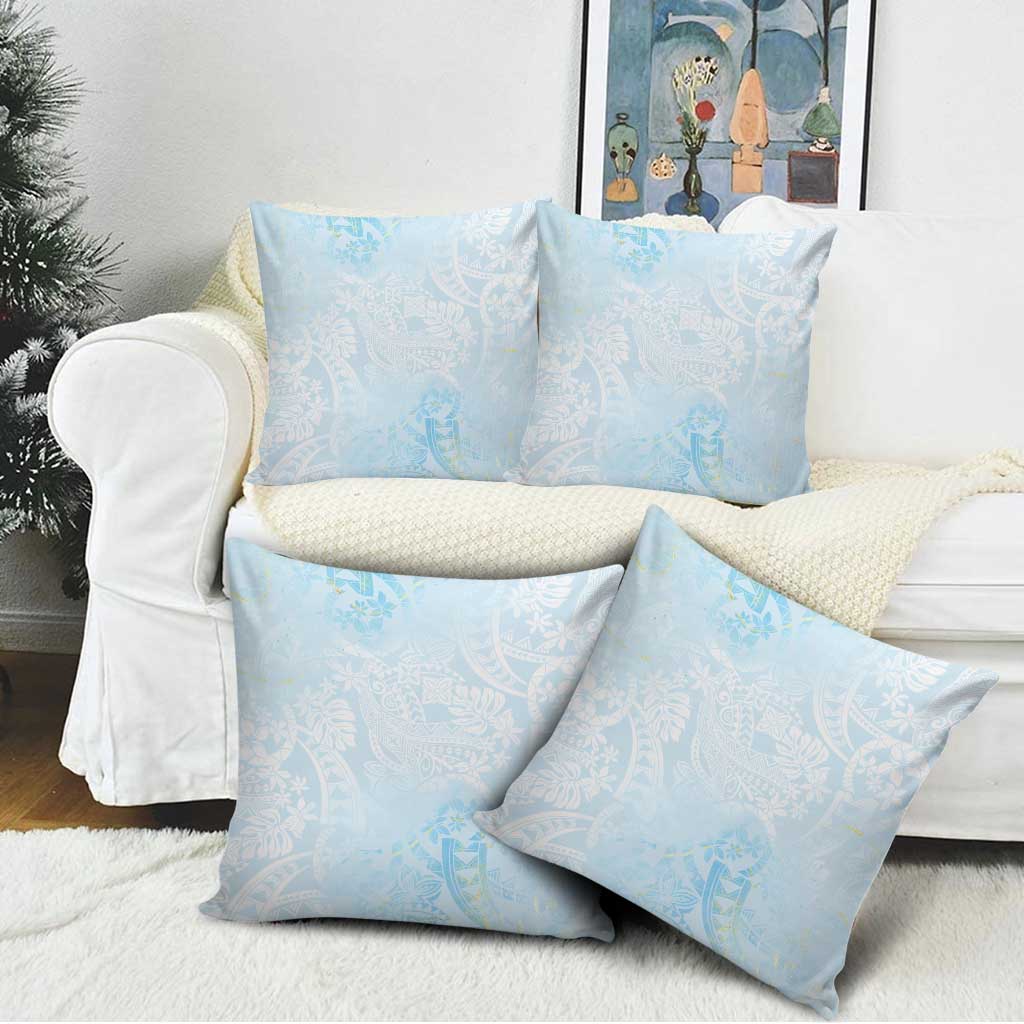 Polynesian Tiare Monstera Baby Blue Pillow Cover Liquid Style - Polynesian Pride