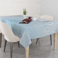 Polynesian Tiare Monstera Baby Blue Tablecloth Liquid Style - Polynesian Pride