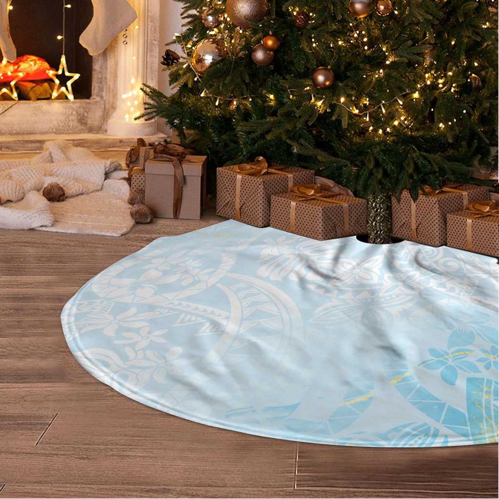 Polynesian Tiare Monstera Baby Blue Tree Skirt Liquid Style - Polynesian Pride