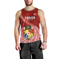 Tonga Rugby Men Tank Top Tongan Ngatu Pattern White Version LT01 - Polynesian Pride