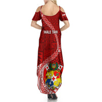 Tonga Rugby Summer Maxi Dress Tongan Ngatu Pattern White Version LT01 - Polynesian Pride