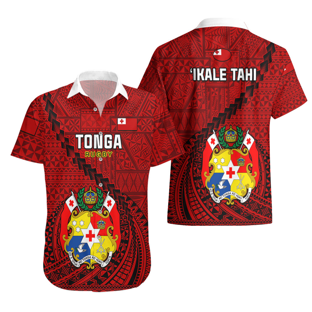 Tonga Rugby Hawaiian Shirt Tongan Ngatu Pattern Black Version LT01 - Polynesian Pride