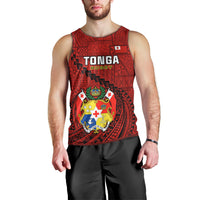 Tonga Rugby Men Tank Top Tongan Ngatu Pattern Black Version LT01 - Polynesian Pride