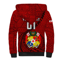 Custom Tonga Rugby Sherpa Hoodie Tongan Ngatu Pattern Black Version LT01 - Polynesian Pride