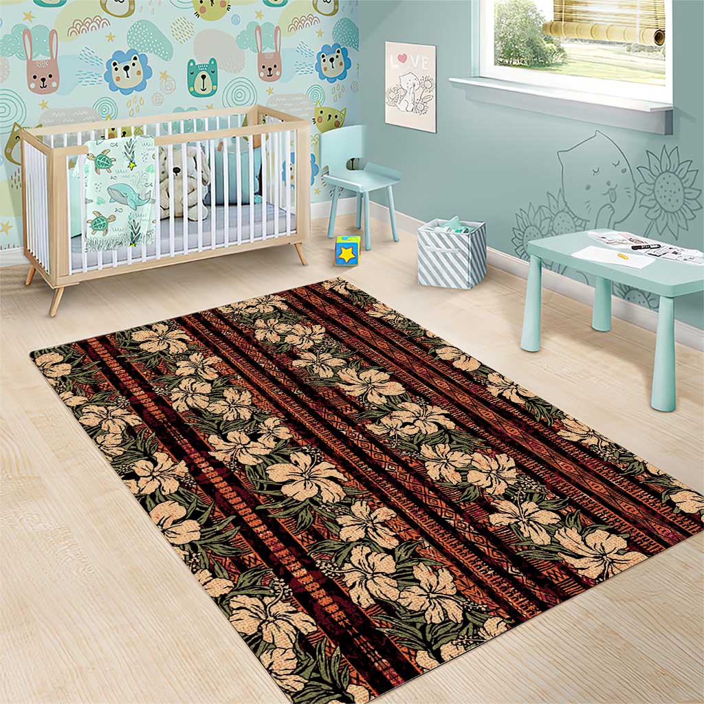 Hawaii Hibiscus Area Rug Retro Style - Polynesian Pride
