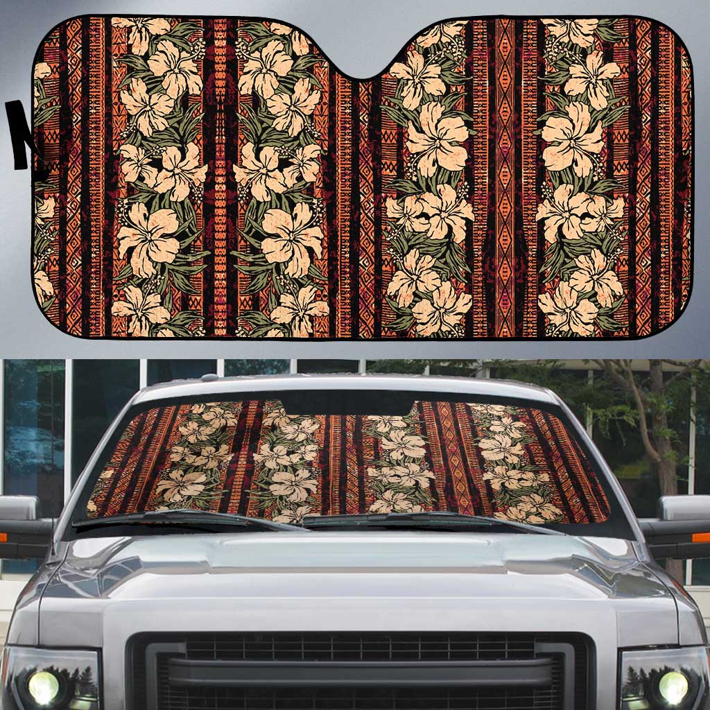 Hawaii Hibiscus Auto Sun Shade Retro Style - Polynesian Pride