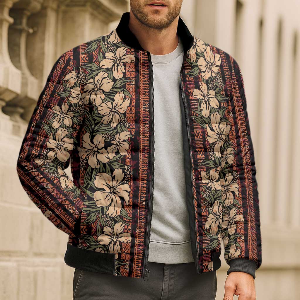Hawaii Hibiscus Bomber Puffer Jacket Retro Style - Polynesian Pride