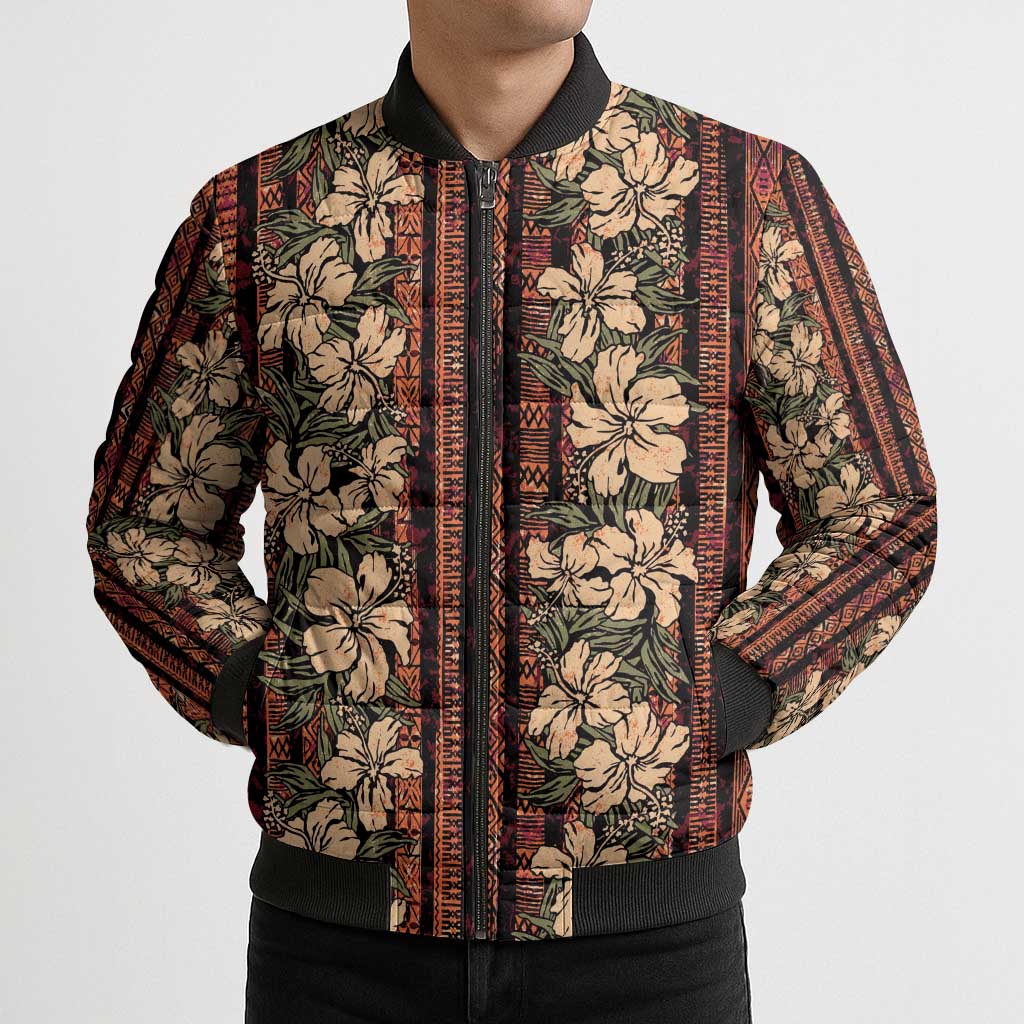 Hawaii Hibiscus Bomber Puffer Jacket Retro Style - Polynesian Pride