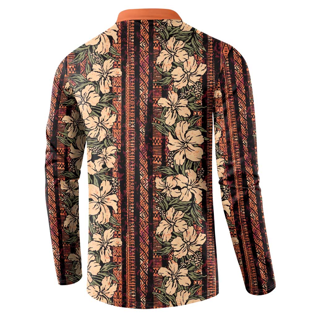 Hawaii Hibiscus Button Sweatshirt Retro Style - Polynesian Pride