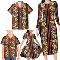 Hawaii Hibiscus Family Matching Long Sleeve Bodycon Dress and Hawaiian Shirt Retro Style - Polynesian Pride