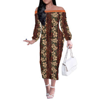 Hawaii Hibiscus Family Matching Off The Shoulder Long Sleeve Dress and Hawaiian Shirt Retro Style - Polynesian Pride