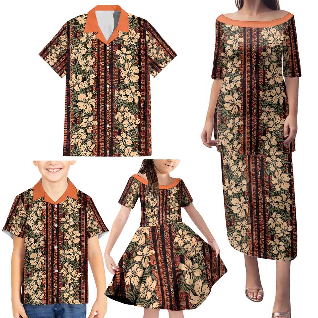 Hawaii Hibiscus Family Matching Puletasi and Hawaiian Shirt Retro Style - Polynesian Pride