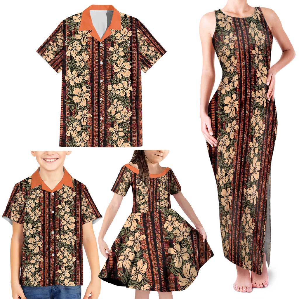 Hawaii Hibiscus Family Matching Tank Maxi Dress and Hawaiian Shirt Retro Style - Polynesian Pride