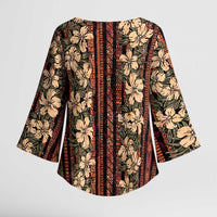 Hawaii Hibiscus Kimono Sleeve Blouse Retro Style - Polynesian Pride