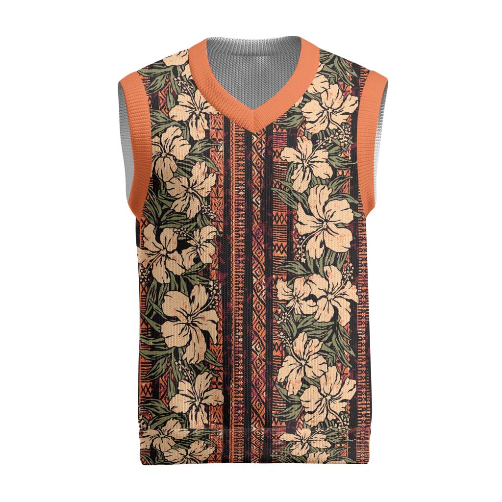 Hawaii Hibiscus Christmas Knitted V-Neck Vest Retro Style - Polynesian Pride