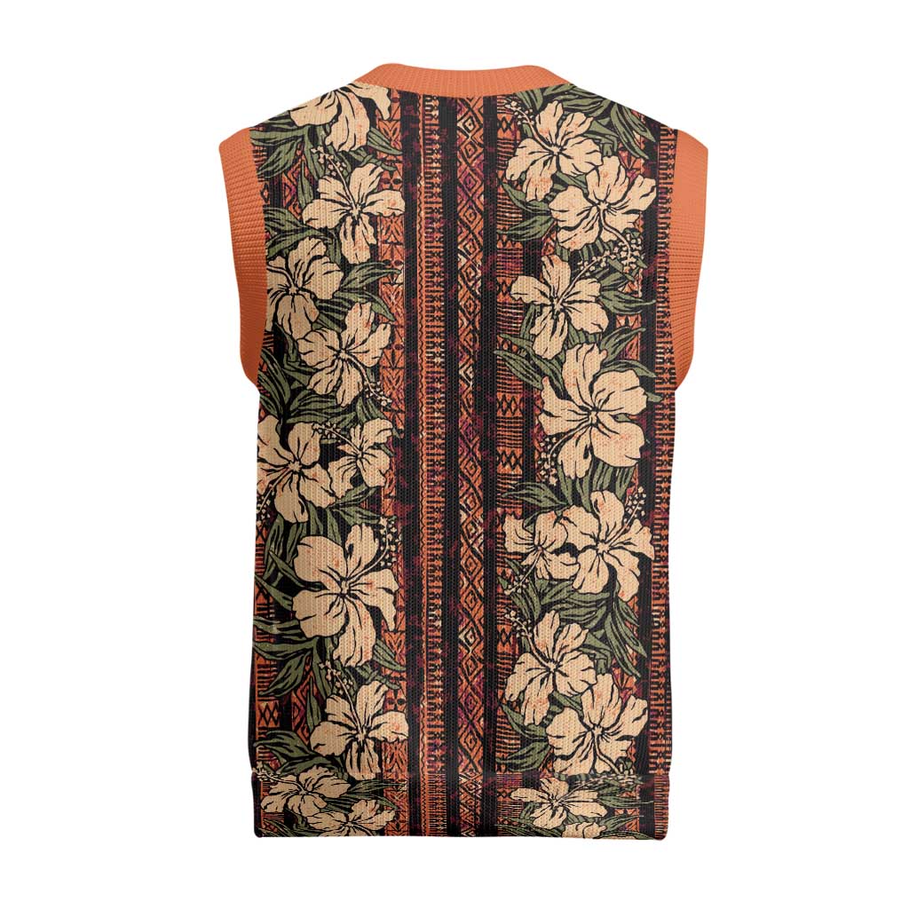Hawaii Hibiscus Christmas Knitted V-Neck Vest Retro Style - Polynesian Pride