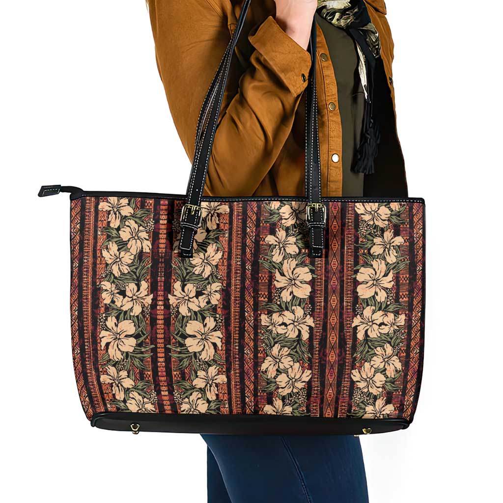 Hawaii Hibiscus Leather Tote Bag Retro Style - Polynesian Pride