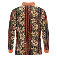 Hawaii Hibiscus Long Sleeve Polo Shirt Retro Style - Polynesian Pride