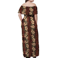 Hawaii Hibiscus Off Shoulder Maxi Dress Retro Style - Polynesian Pride